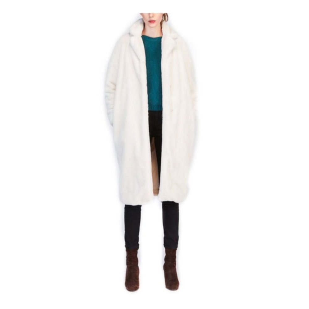 Tara Jarmon - White Faux Fur Coat - Ercu - 42